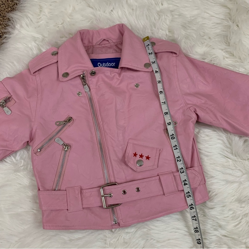 NEW Outdoor Habitat Pink Girls Biker Bomber Leather Jacket - Picture 11 of 13